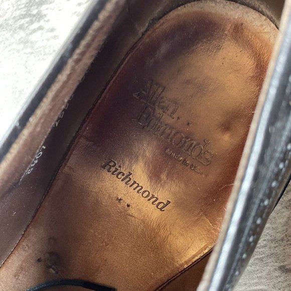 ALLEN EDMONDS Richmond Shoes Black Leather Dress Wingtip Derbys Men’s Size 10.5 - Picture 10 of 10